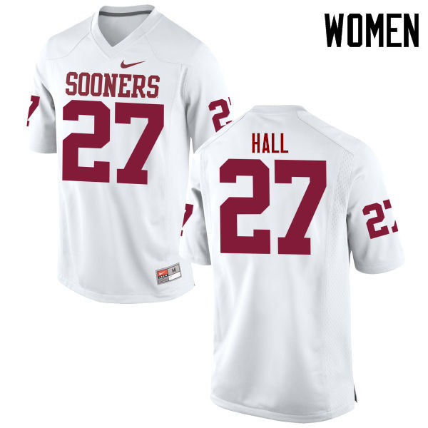 Women Oklahoma Sooners #27 Jeremiah Hall College Football Jerseys Game-White